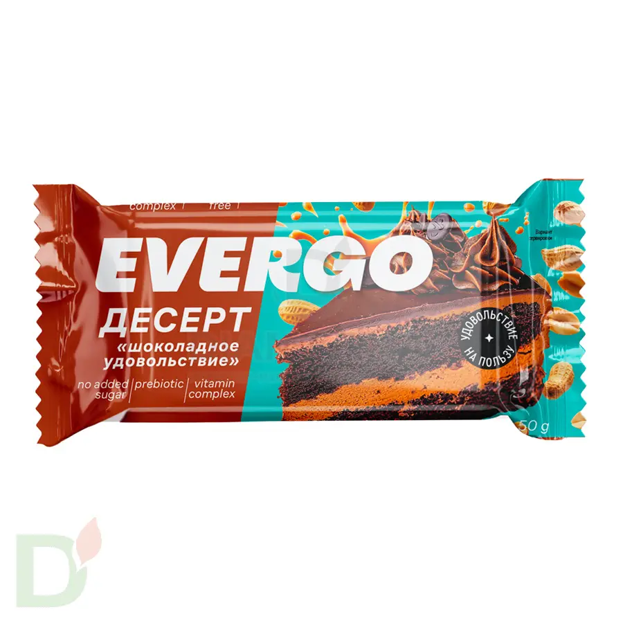Пирожное протеиновое Evergo глазированное с начинкой Шоколадное удовольствие, 50гр