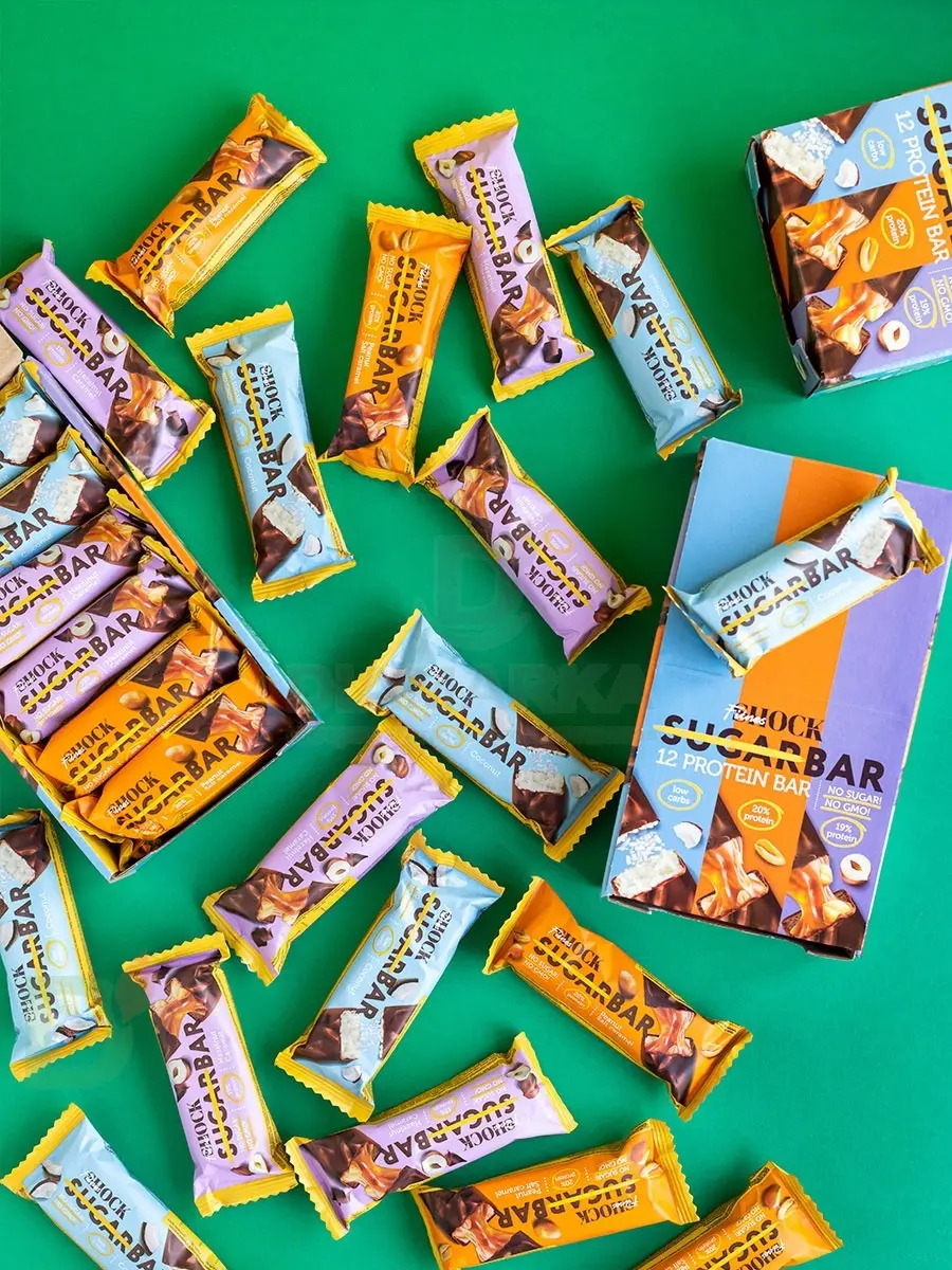 Батончик протеиновый FitnesShock Шоколадная карамель-фундук 50гр. в Краснодаре