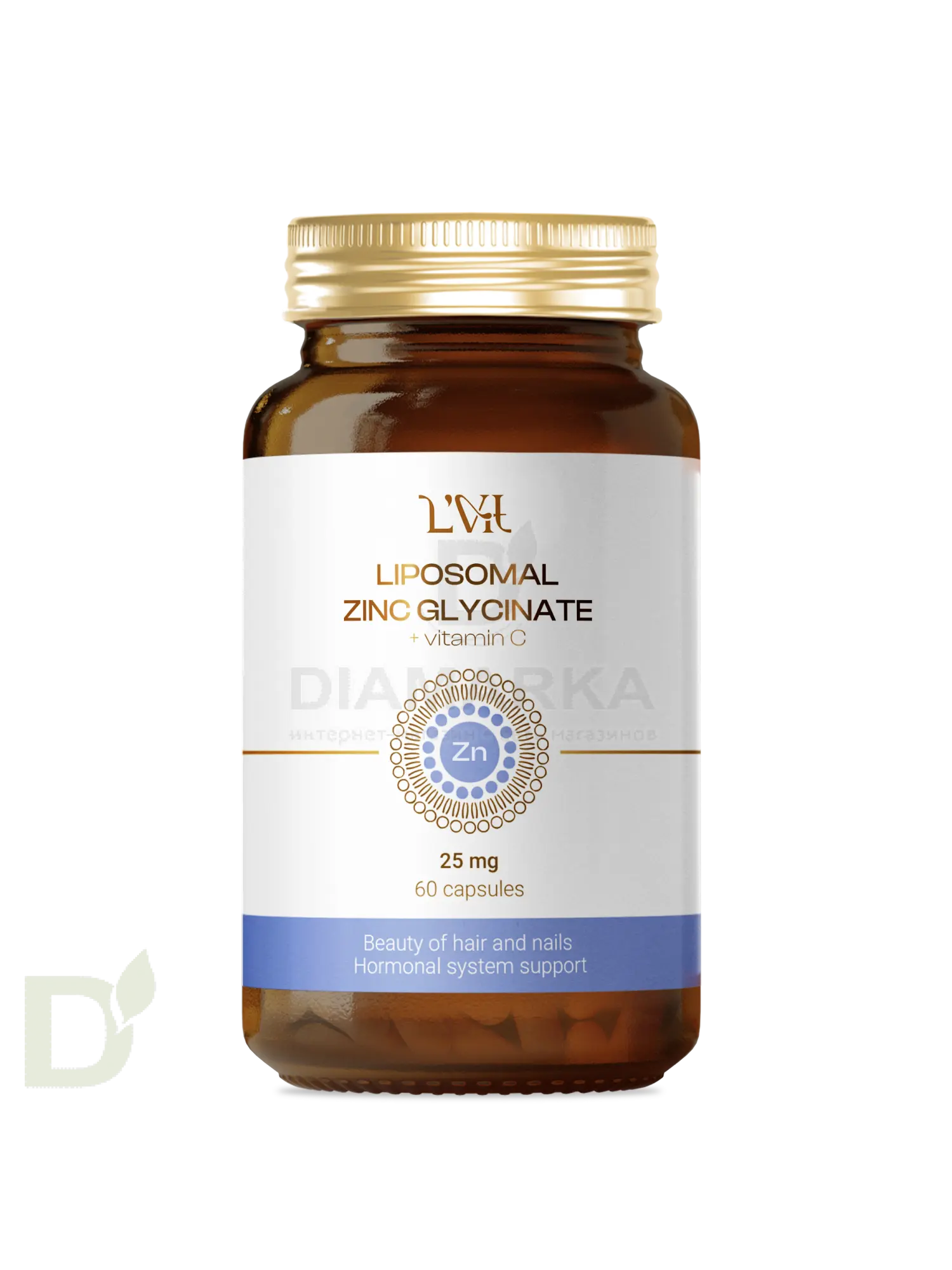 Витамины L'Vit Liposomal Zinc Glycinate + Vitamin C, 25 мг в 1 капсуле, 60 капс в Краснодаре