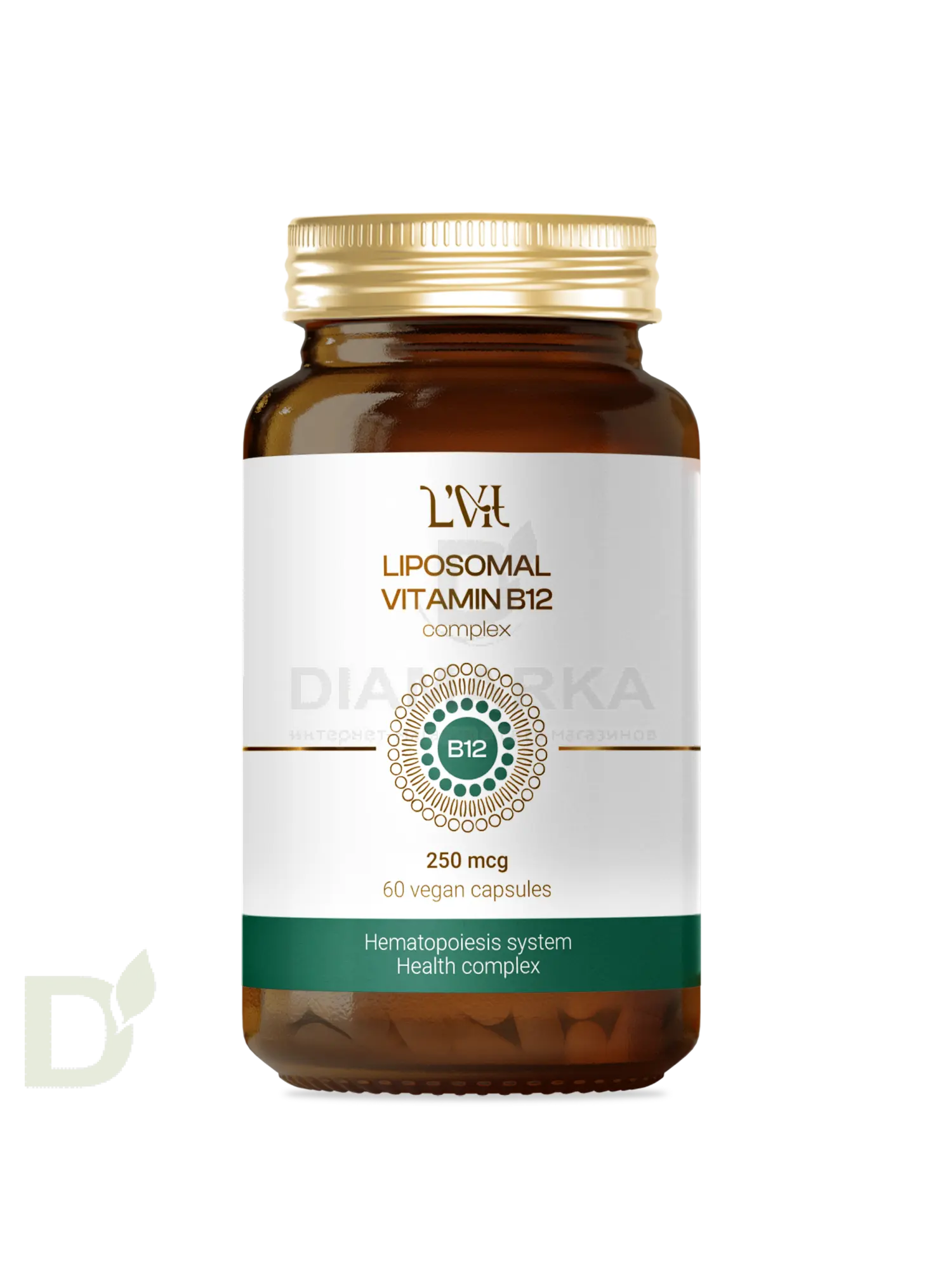 Витамины L'Vit Liposomal Vitamin B12+B9 complex, 250+200 мг в 1 капсуле, 60 капс в Краснодаре