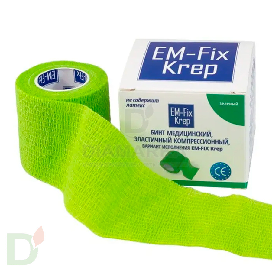 Бинт эластичный когезивный EM-fix krep Лайм, 5 см х 4,5 м в Краснодаре