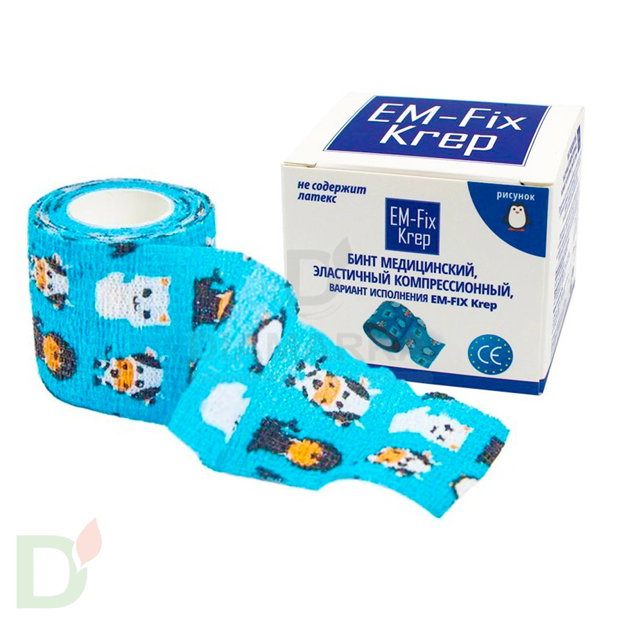 Бинт эластичный когезивный EM-fix krep Детский, 5см х 4,5м в Краснодаре