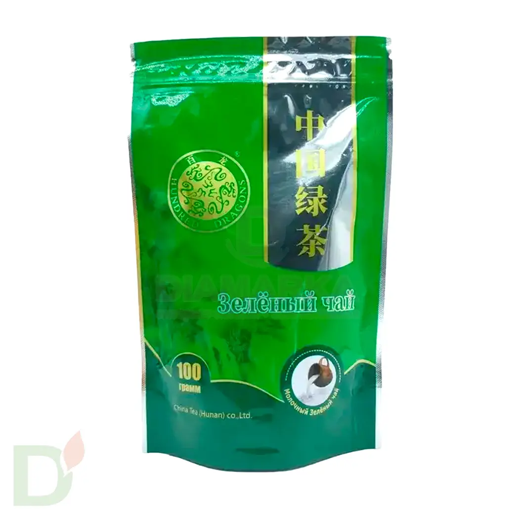 Чай зеленый молочный в мягкой упаковке Hundred Dragons 100гр New