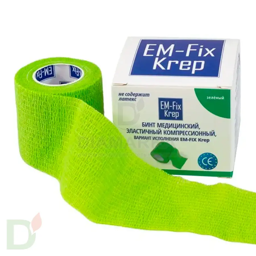 Бинт эластичный когезивный EM-fix krep Лайм, 5 см х 4,5 м в Краснодаре