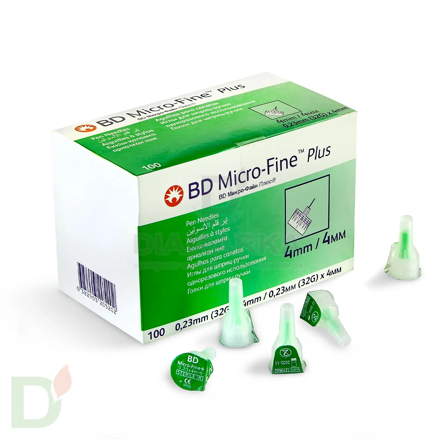 Иглы МикроФайн Плюс 4мм (32G), 100 штук, для шприц-ручек Иглы МикроФайн Плюс 4мм (32G), 100 штук, для шприц-ручек