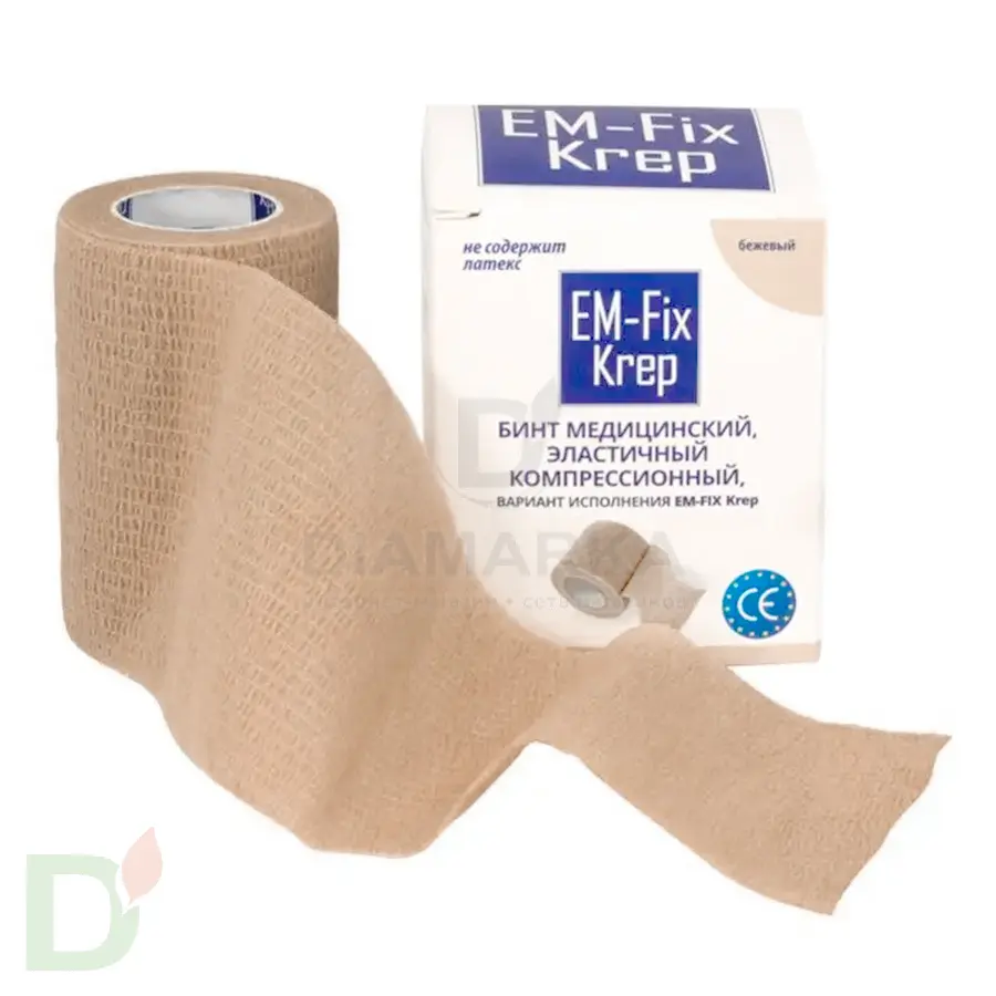 Бинт эластичный когезивный EM-Fix krep бежевый, 7,5 см х 4,5 м в Краснодаре
